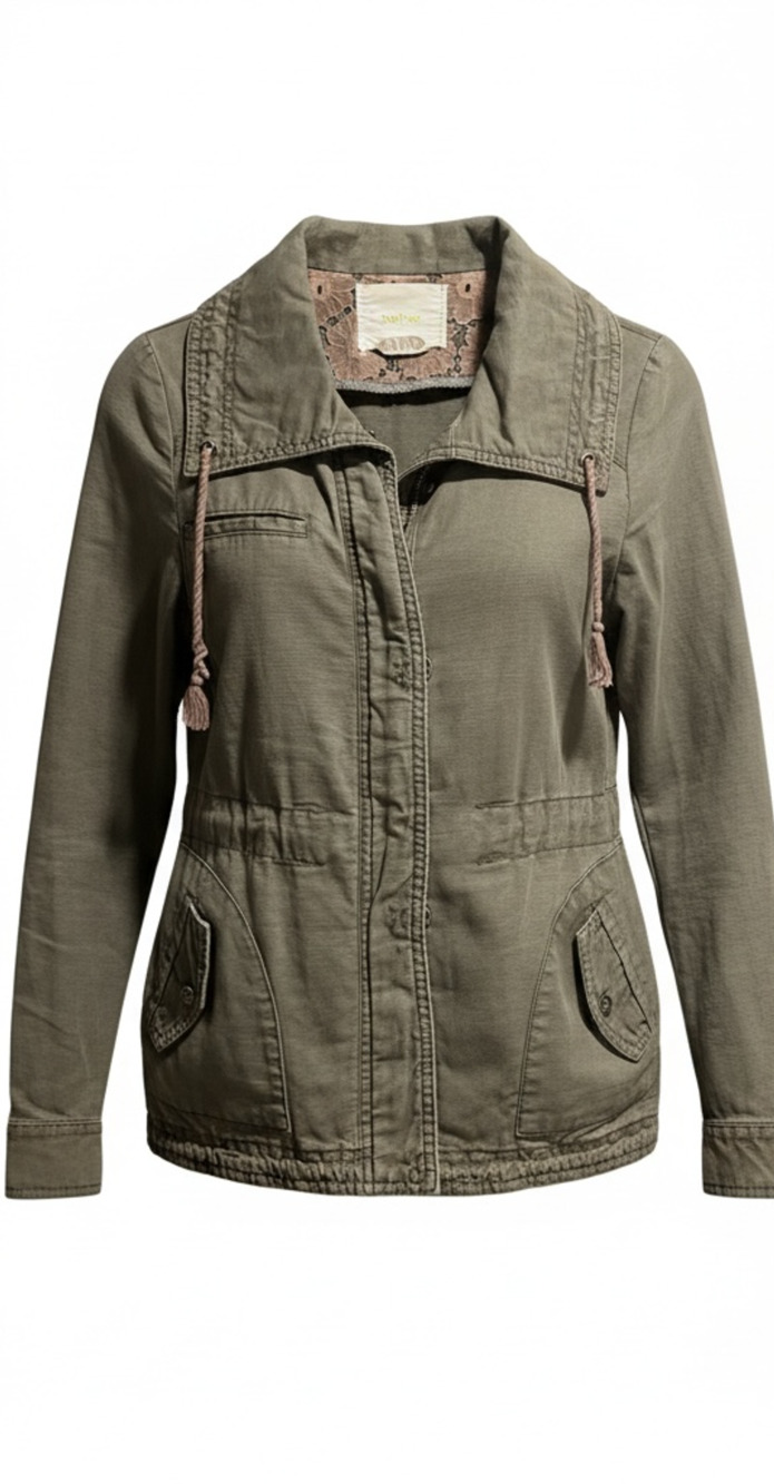 hei hei Utility Jacket Olive Green Lace Back Anorak